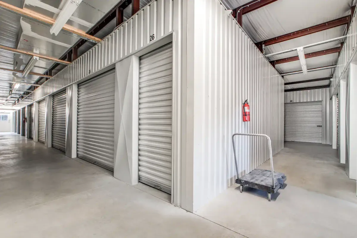 Inside a storage unit with dollies