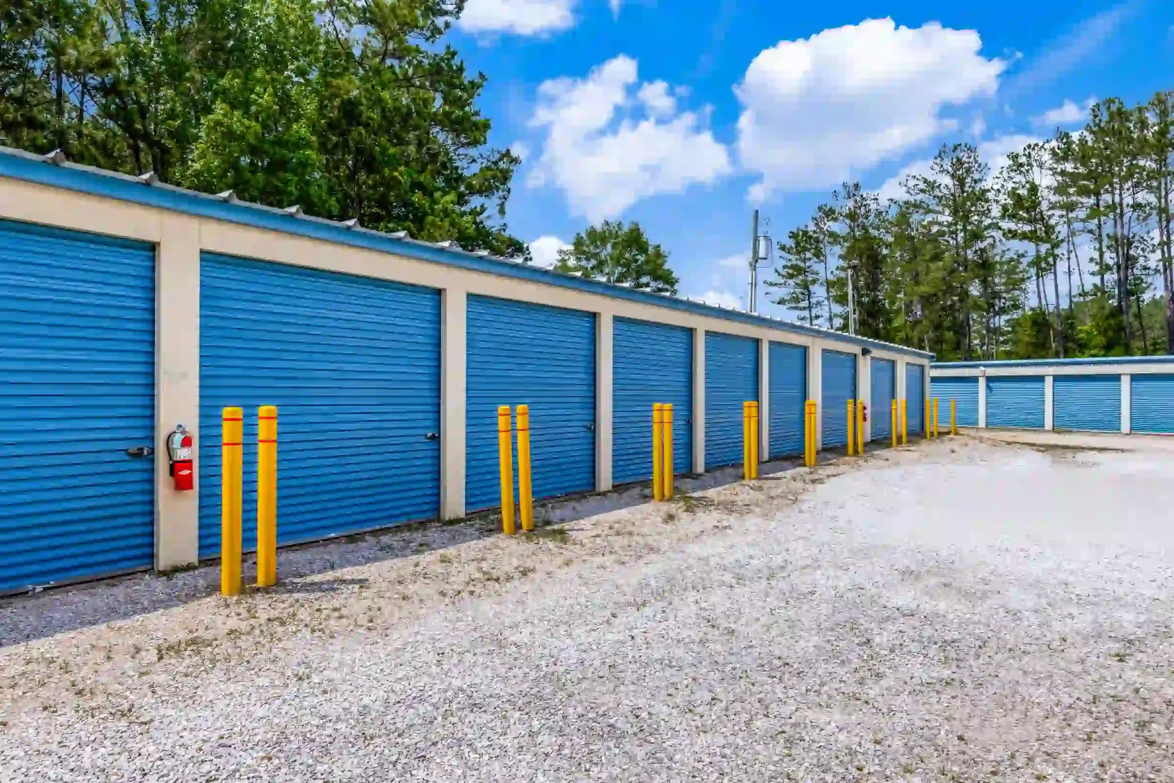 row of storage units with drive up access