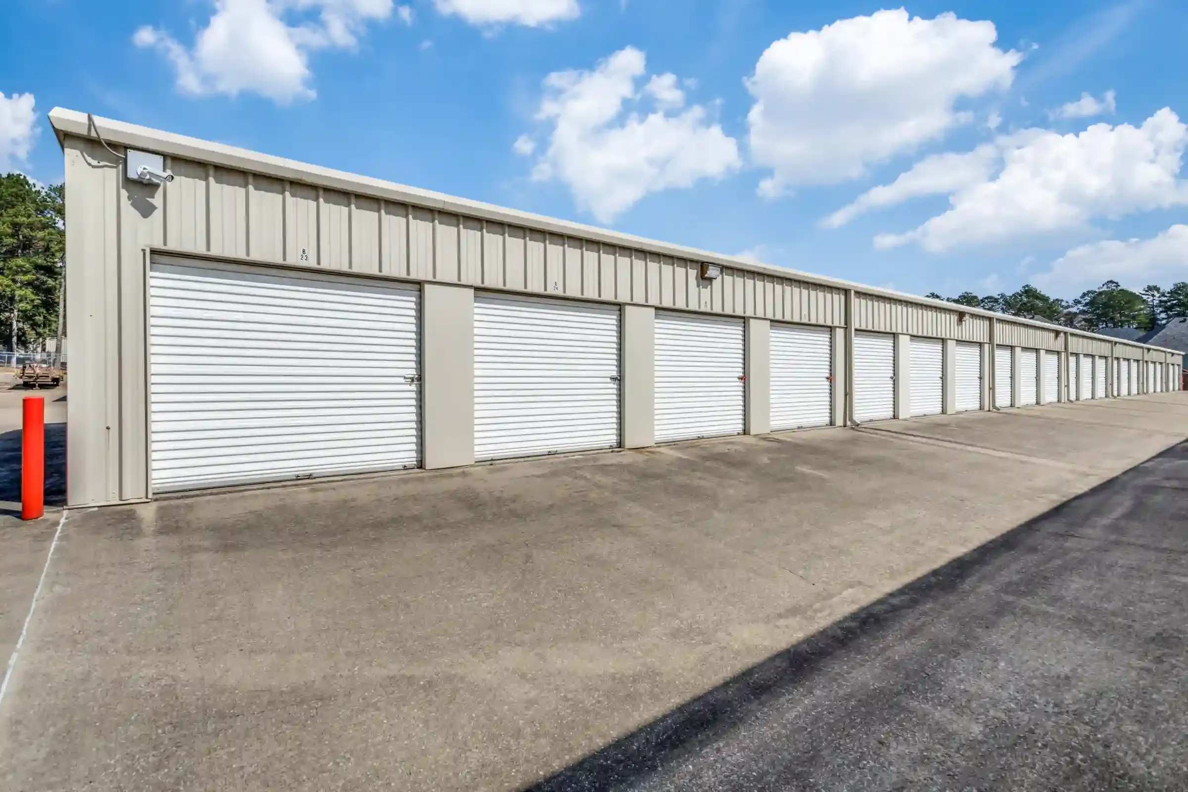 row of storage units outside