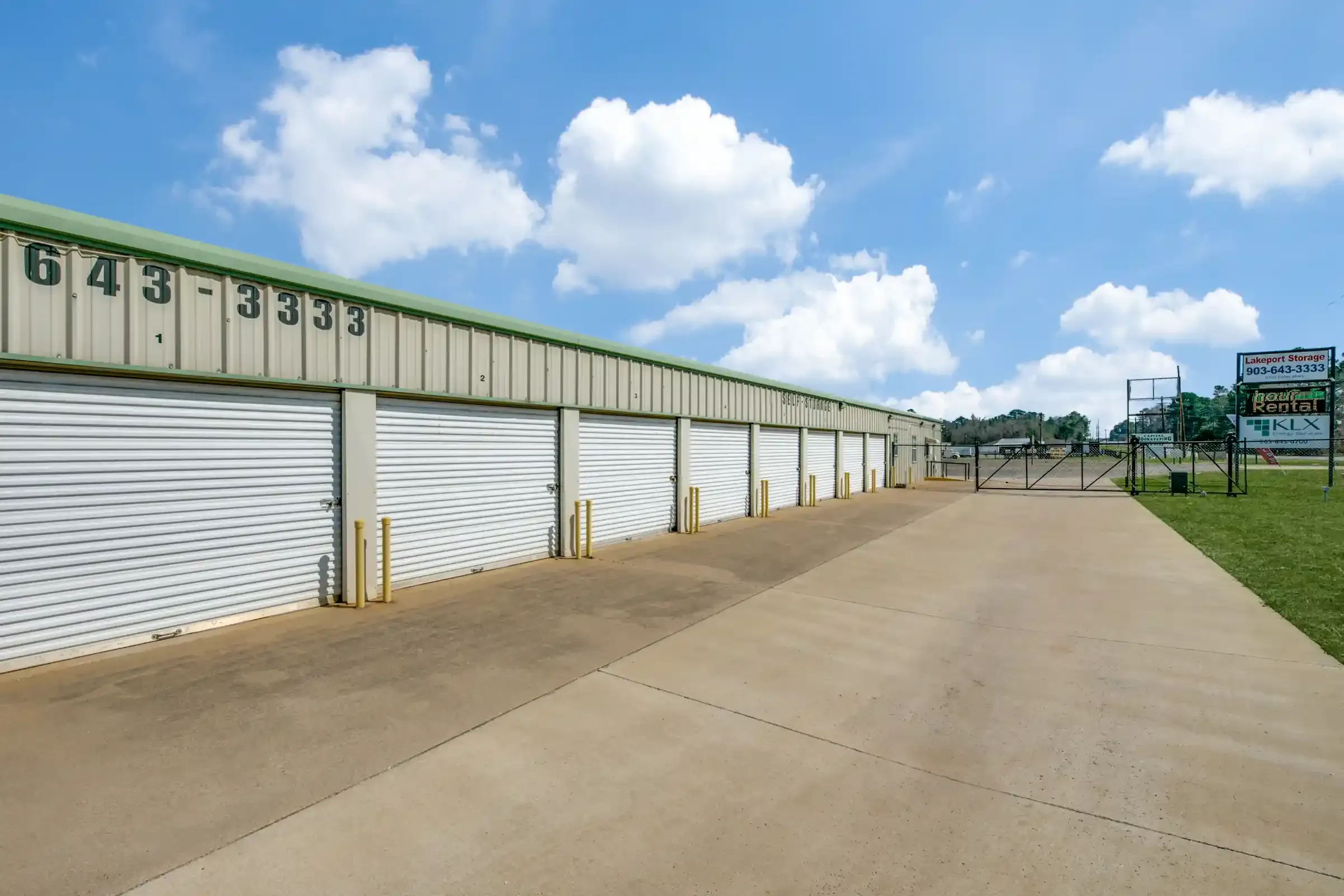 row of outdoor storage units