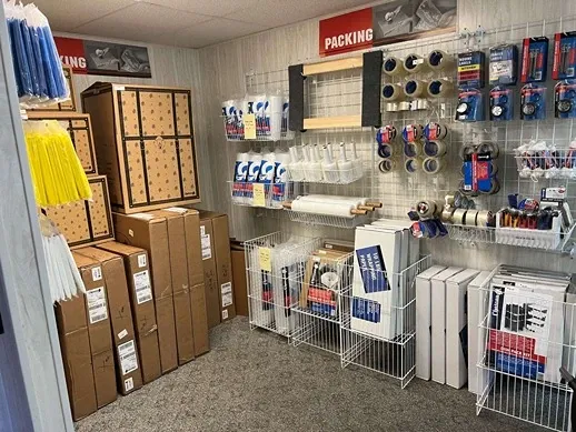 self storage office with packing supplies