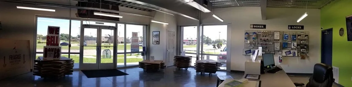 self storage office with packing supplies