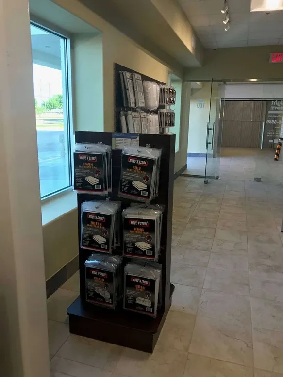 self storage office with packing supplies