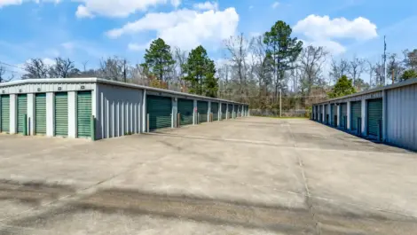 row of storage units with drive up access