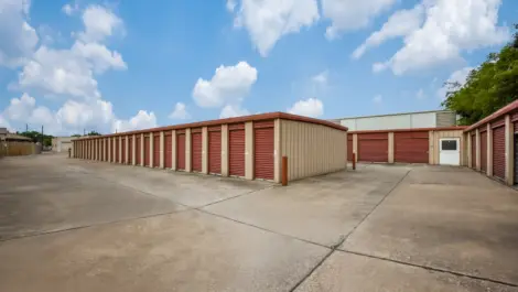 row of storage units with drive up access