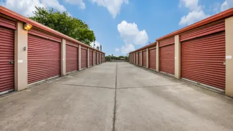 row of storage units with drive up access