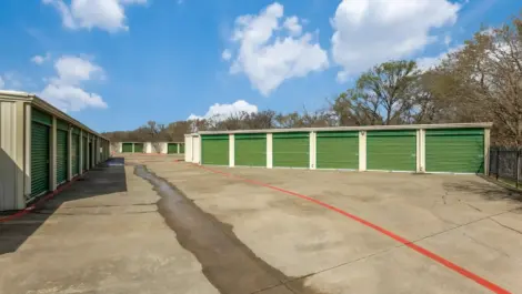 row of storage units with drive up access