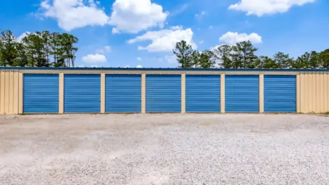 row of storage units with drive up access