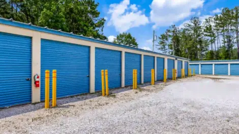 row of storage units with drive up access