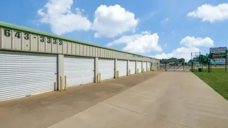 row of outdoor storage units