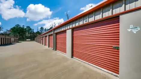 row of storage units with drive up access