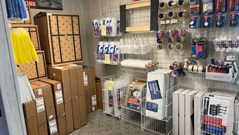 self storage office with packing supplies